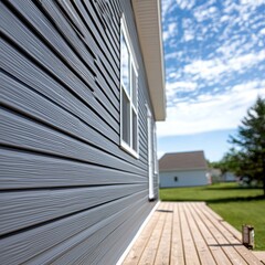 Obraz premium Deck construction on a modern townhouse with a square shape