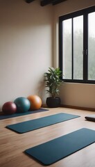 Fitness Studio Decor with Bean Bags and Mats