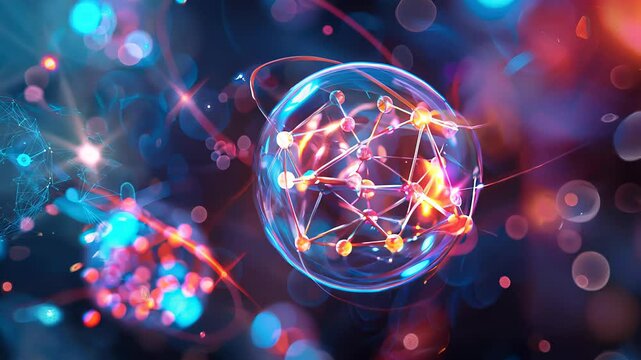 molecule or atom, Abstract structure for Science or medical background, 3d illustration, science, atom, abstract, chemistry, structure, blue, chemical, background