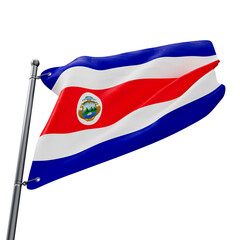 3D realistic flag of Costa Rica with transparent background