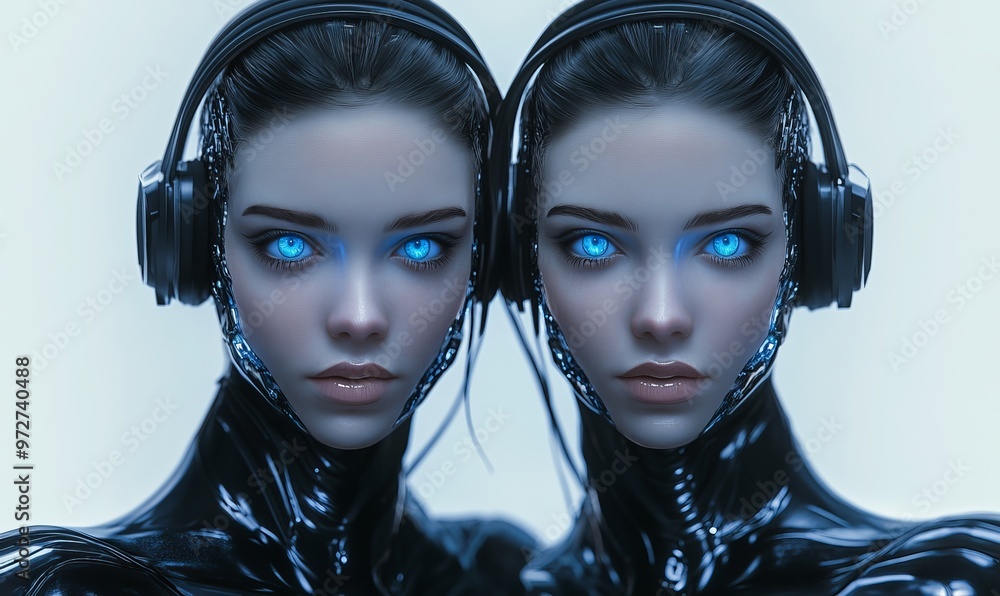 Poster using stock, an android robot from the future was created.