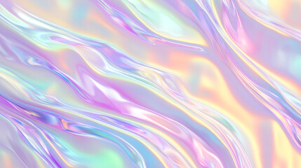 Obraz premium Vibrant abstract background with swirling iridescent colors in soft pastel shades, creating a fluid and glossy visual effect. 