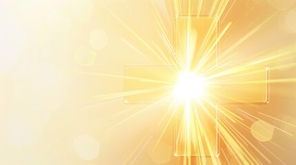 Obraz premium A radiant golden cross surrounded by a soft glow, symbolizing light and hope in a serene background.
