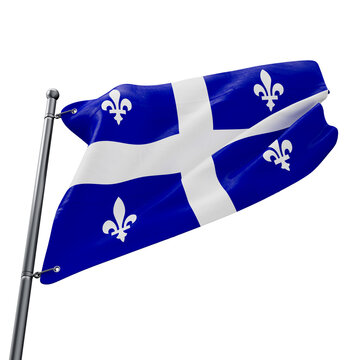 3D realistic flag of Quebec with transparent background