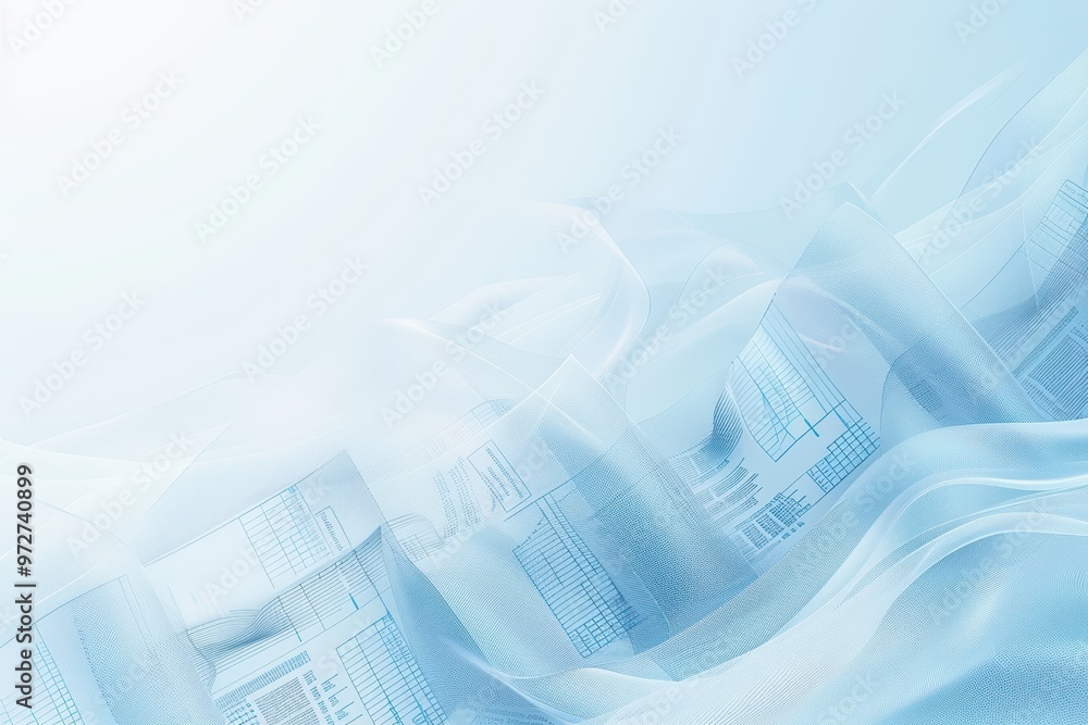 Poster a serene blue background with soft wave patterns and subtle paper textures, perfect for presentation