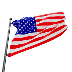 Fototapeta premium 3D realistic flag of the United States with transparent background
