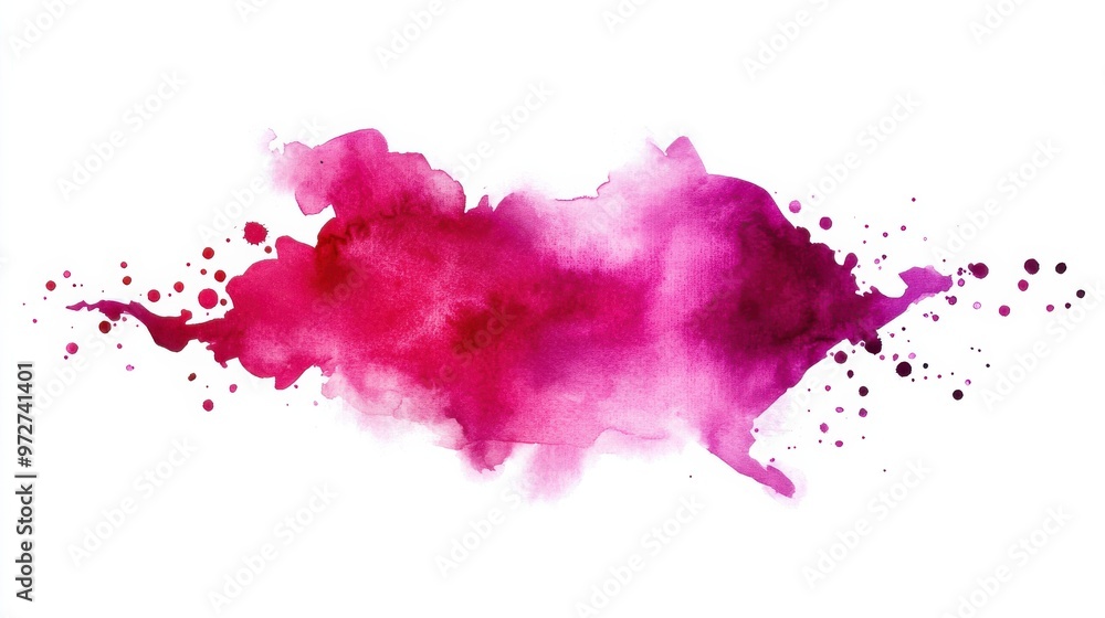 Poster colorful abstract watercolor splash creating a vibrant pink and magenta blend with splatter effects 