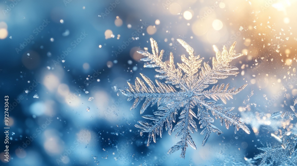 Poster glittering texture of christmas snow spray on a window, with delicate, frosty patterns adding a fest