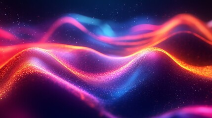 Obraz premium Colorful motion elements with neon led illumination waves. Abstract futuristic background.