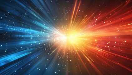 Obraz premium Abstraction with rays and neon. Futuristic empty stage. 