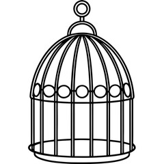 antique bird cage line art vector illustration 