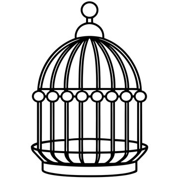 recommend clip art: antique bird cage line art vector illustration 