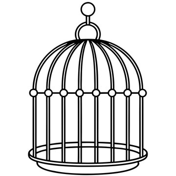 recommend clip art: antique bird cage line art vector illustration 