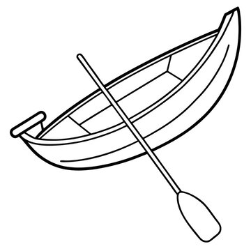 recommend clip art: boat with paddle outline coloring book page line art drawing