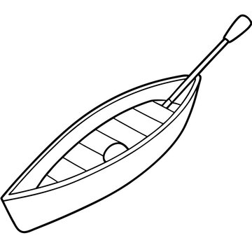 recommend clip art: boat with paddle outline coloring book page line art drawing