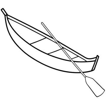 recommend clip art: boat with paddle outline coloring book page line art drawing