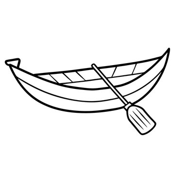 recommend clip art: boat with paddle outline coloring book page line art drawing