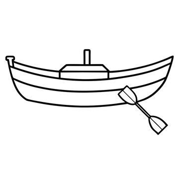 recommend clip art: boat with paddle outline coloring book page line art drawing