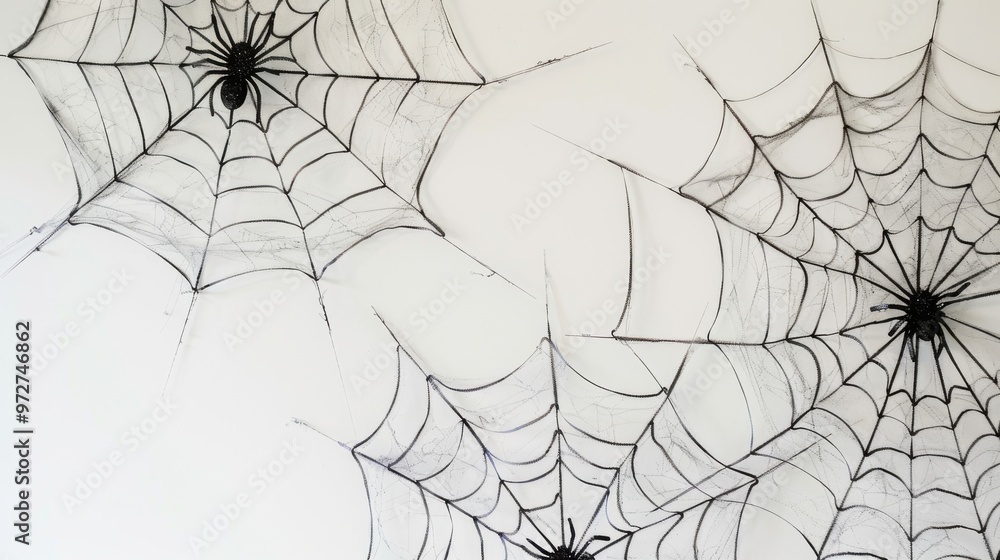 Poster a spider web with two black and white spider webs