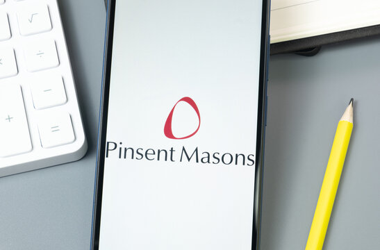 New York, USA - 30 August 2024: Pinsent Masons Logo on Phone Screen, Company Icon on Display
