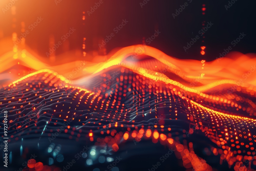 Poster abstract waves of glowing light and energy create a dynamic visual experience, perfect for tech and 