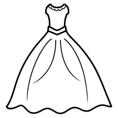 bridal dress outline coloring book page line art drawing
