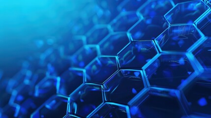 Obraz premium Close-up view of a blue honeycomb structure with intricate geometric patterns and a futuristic feel, ideal for technology themes.