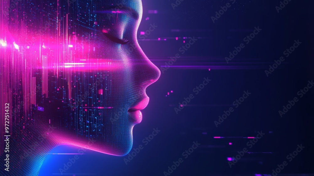Poster using robotic stock. technology of the future.