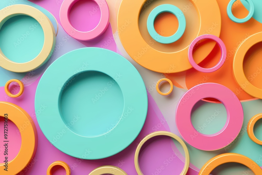 Poster colorful abstract circles in various sizes create a vibrant and dynamic background, perfect for crea