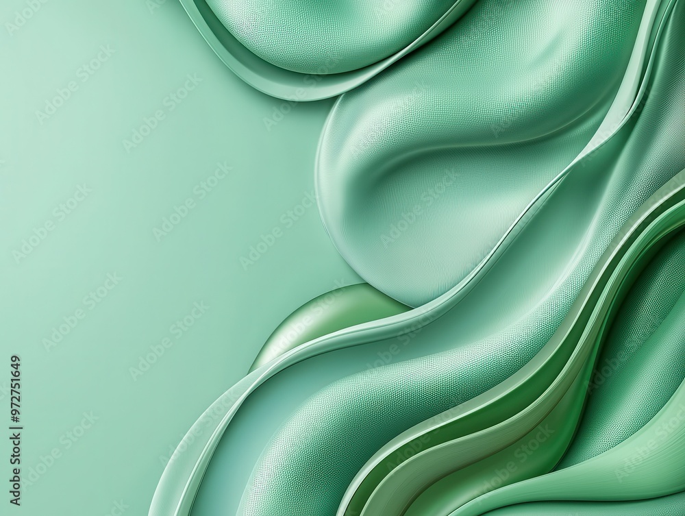 Poster abstract wavy patterns in soothing green tones create a calming visual effect.
