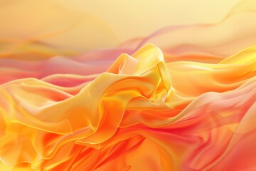 Obraz premium Flowing fabric in vibrant orange and yellow hues creates a dynamic and warm atmosphere, perfect for various design projects.