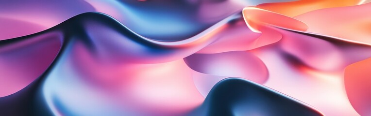 Obraz premium Colorful abstract waves flowing seamlessly in a vibrant display of pink, purple, and blue hues during an artistic digital creation process