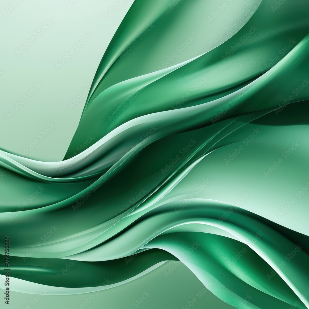 Aufkleber flowing green waves create a serene and calming abstract design.