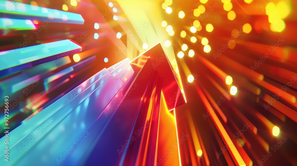 Poster vibrant abstract background featuring dynamic light rays and colorful geometric shapes. perfect for 
