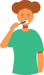 Young woman is diligently brushing her teeth, emphasizing the importance of oral hygiene