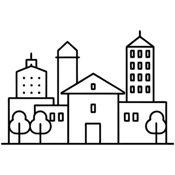 black and white city skyline outline clip art preview