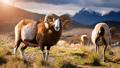 Obraz premium Horizontal portrait of mouflon