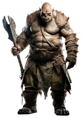 Fototapeta premium Warrior ogre adult white background bodybuilder.