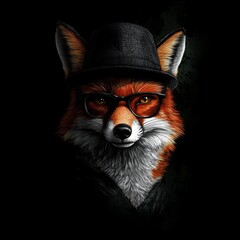 Generative ai of a hipster fox wearing glasses and clothing. Rabbit portrait.