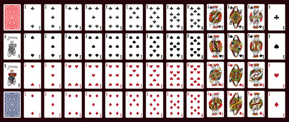 Poker set with isolated cards on green background - Poker playing cards, full deck. © Максим Лебедик