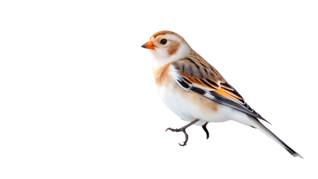 Snow Bunting Bird on Isolated White Background