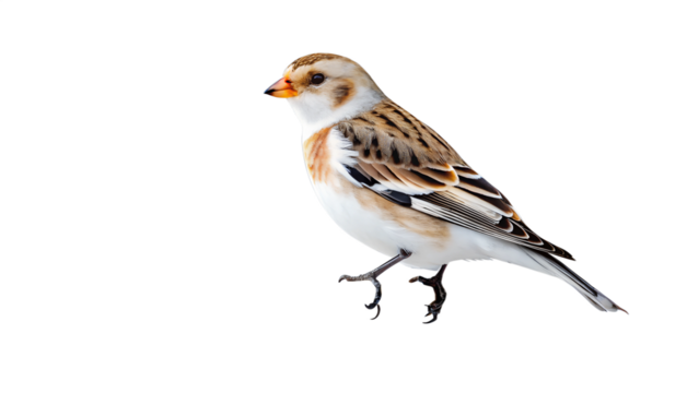 Charming Snow Bunting Bird Perched, Elegant and Pristine, Isolated on transparent background