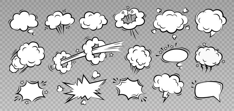 Comic speech bubble sound effect template on white background. Retro vector illustration design in pop art style for comics book, social media, poster