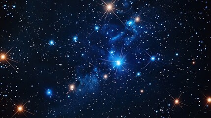 Fototapeta premium A close-up view of a constellation, with bright stars connected by lines to form a familiar shape against the deep black sky.