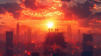 Fototapeta premium Silhouettes on a Skyline