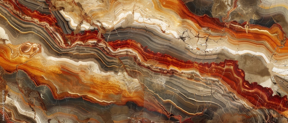 Poster a captivating close-up shot 3d visualization of a polished, marbled stone with elegant color variati