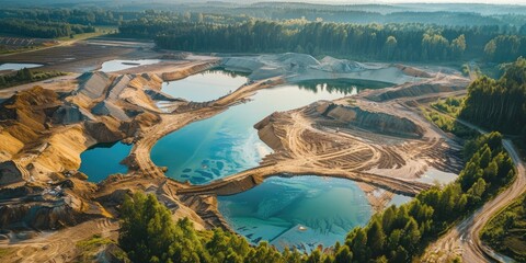 Sand extraction and pits filled with natural water, Creating a self-sustaining ecosystem, Restoring mined land and shifting away from resource exploitation.