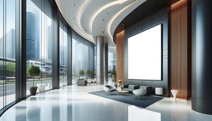 white billboard in lobby room interior design