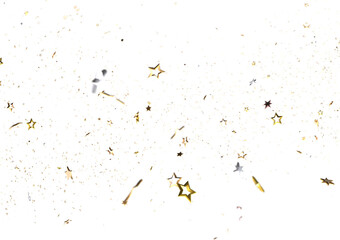 XMAS stars. Confetti celebration, Falling golden abstract decoration for party, birthday celebrate,