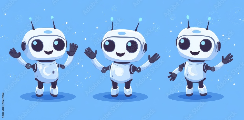 Poster the cute robot is a robot with neural network, ai servers, and robot technology.